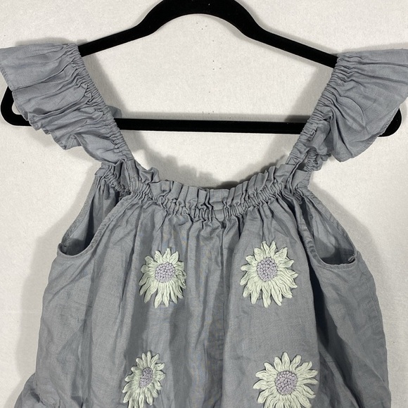 Innika Choo Gray Ruffled Embroidered Daisy Singlet Top - Picture 12 of 16